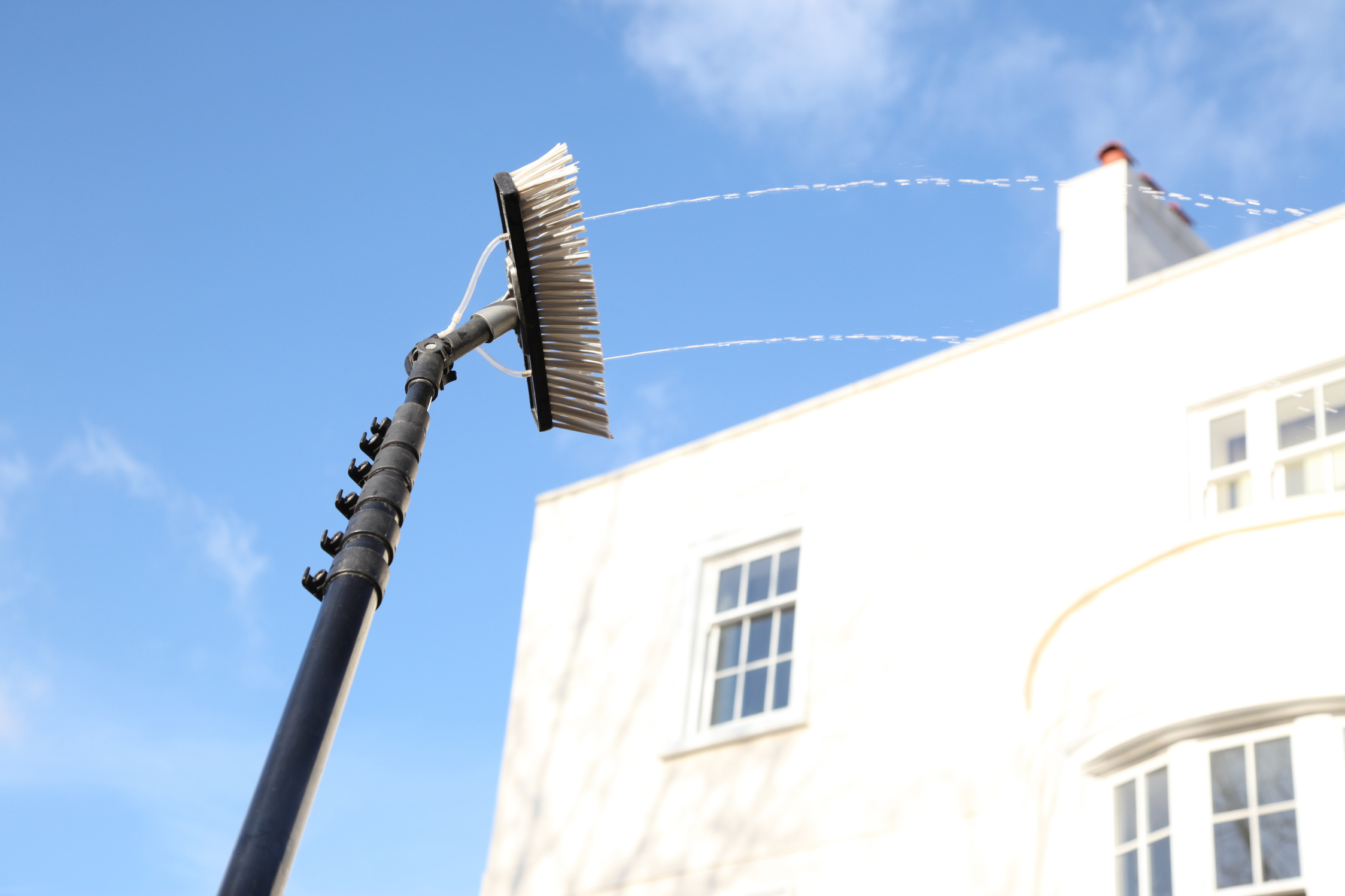 Window cleaning using the water fed pole system